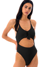Laden Sie das Bild in den Galerie-Viewer, Gallery: Rio De Sol Badeanzug Dots-Black Ivy Strap
