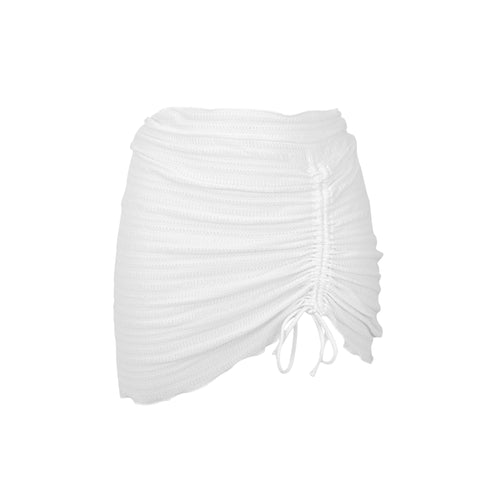 Product Front: Rio De Sol Strandrock Memphis-White Mini Skirt Ruched