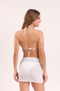 Model Back: Rio De Sol Strandrock Memphis-White Mini Skirt Ruched