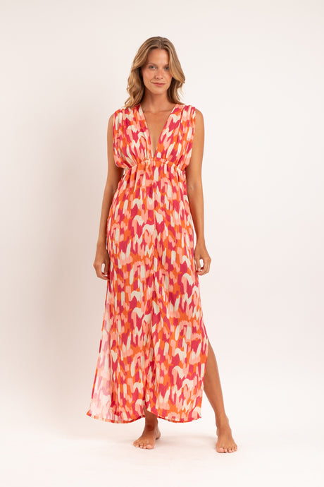 Model Front: Rio De Sol Strandkleid Mirage Long Dress Soleil