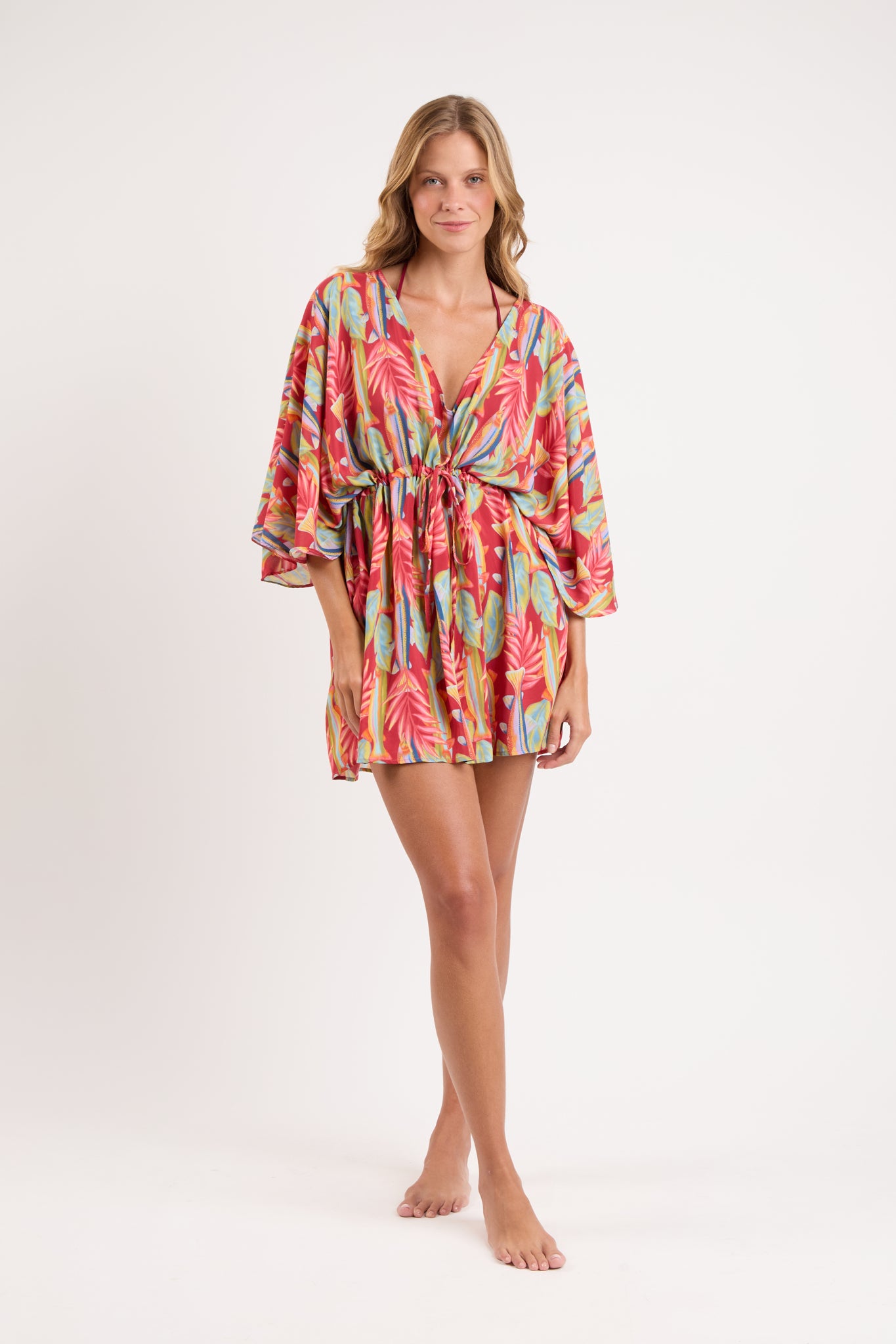Model Front: Rio De Sol Kaftans/Cover-Ups Sea-Bloom Kaftan Bel
