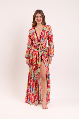 Model Front: Rio De Sol Strandkleid Sea-Bloom Long Dress Verona