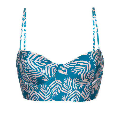 Product Front: Rio De Sol Oberteil Top Palms-Blue Balconet-Anna