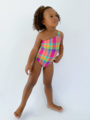 Model Front: Rio De Sol Mädchen-Badeanzug Tulip-Garden Santorini-Kids